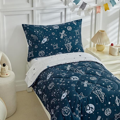 4 Pieces Toddler Bedding Set for Boy, Space Toddler Bed Comforter Set, Soft and - Image 7