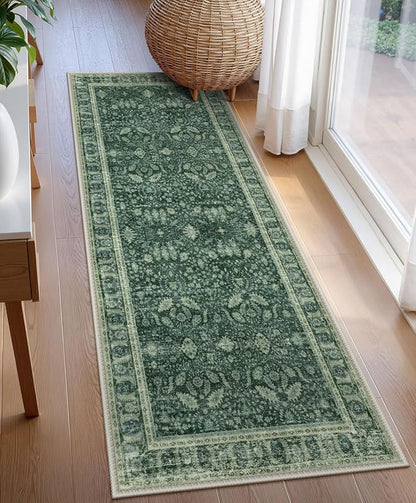 Lahome Vintage 2x6 Green Washable Kitchen Runner Rug, Soft Rug Runners by Lahome