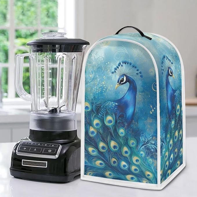 Talayituse Blue Peacock Print Blender Dust Cover, Fingerprint Protection Cover - Image 5