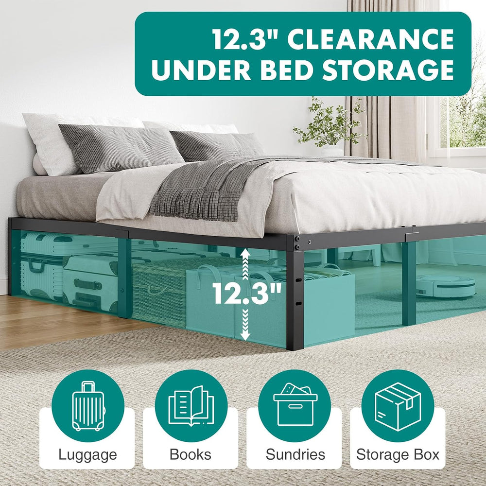 OLIXIS Full Size Metal Platform Bed Frame with Storage Space