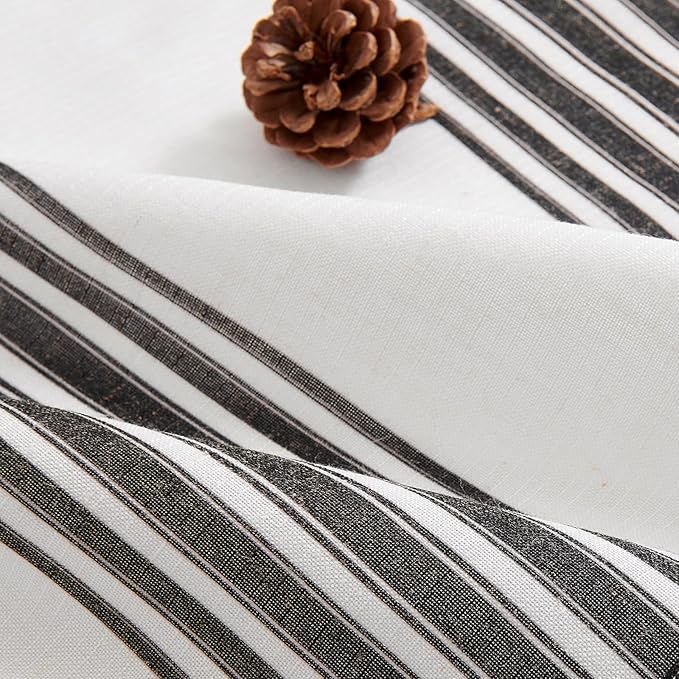 jinchan Striped Linen Valance Curtain 16 Inch Vertical Striped Valance - Image 9
