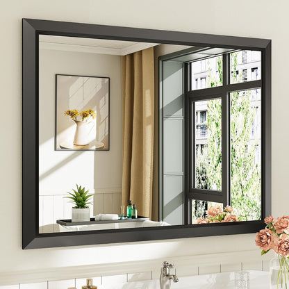 briivue black metal framed bathroom wall mirror, 40x30, main product view