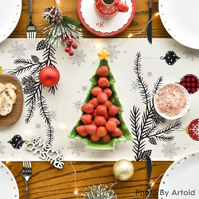 Artoid Mode Red Pine Trees Merry Christmas Table Runner, Winter Xmas Holiday - Image 4