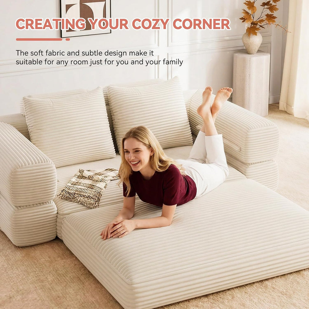 Jocoevol 4-in-1 Convertible Folding Sofa Bed, 78"W x 68"L Queen Siz...