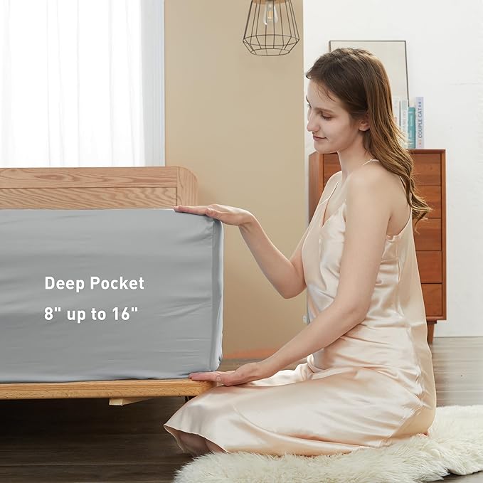 Sunflower Twin Fitted Sheet, 1-Piece Deep Pocket Fitted Bottom Sheet 15" - Image 3