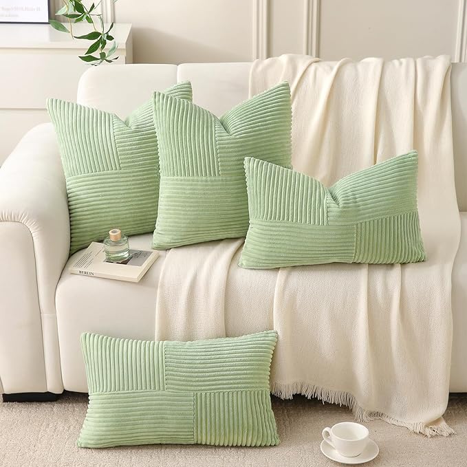 Sage Green Throw Pillow Covers 20x20 inch, Farmhouse Home Decor, Boho - Image 2