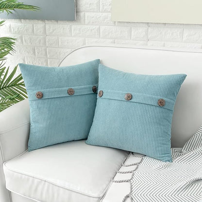 HWY 50 Light Blue Chenille Throw Pillow Covers 22x22 Inch - Image 2