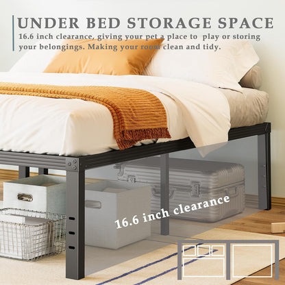 fschos 18 inch metal-bed-frame twin-xl/no box spring needed/reinforced, close-up detail