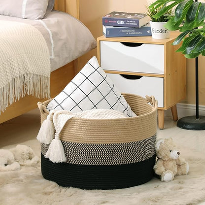 KAKAMAY Large Blanket Basket, Woven Rope Baskets - Image 5