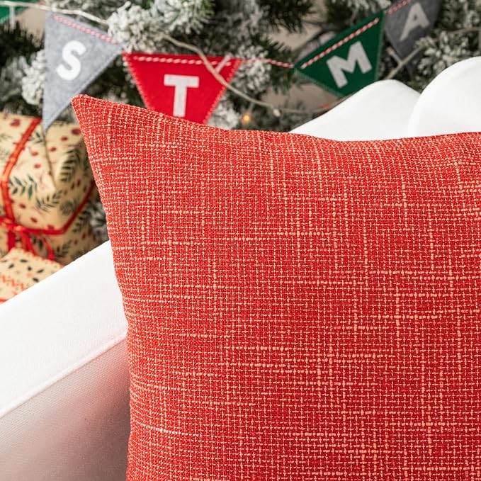 Kevin Textile Pack of 2 Fall Faux Linen Pillow Covers Modern Decorative Square - Image 3