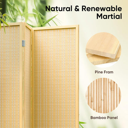 jostyle bamboo room divider, 6-panel folding privacy screen, close-up detail