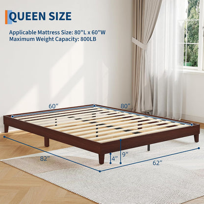 idealhouse queen size bed frame,9 inch natural sturdy shown in use