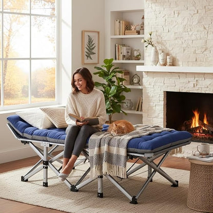 ABORON Camping Cot for Adult 28" Extra Wide, Heavy-Duty 1200D Oxford Cot for - Image 4