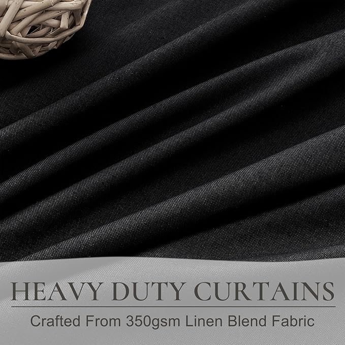 100% Blackout 100 Inch Long Black Curtains - Image 5