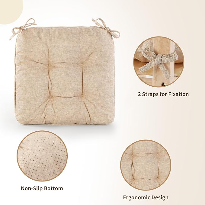 Chair Cushions for Dining Chairs, Tufted Foam Kitchen Chair, Non-Slip Seat - Image 3
