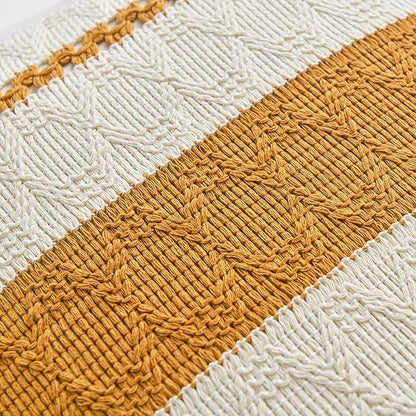 Fancy Homi Set of 2 Mustard Yellow Fall Lumbar Decorative Throw Pillow Cover - Image 4