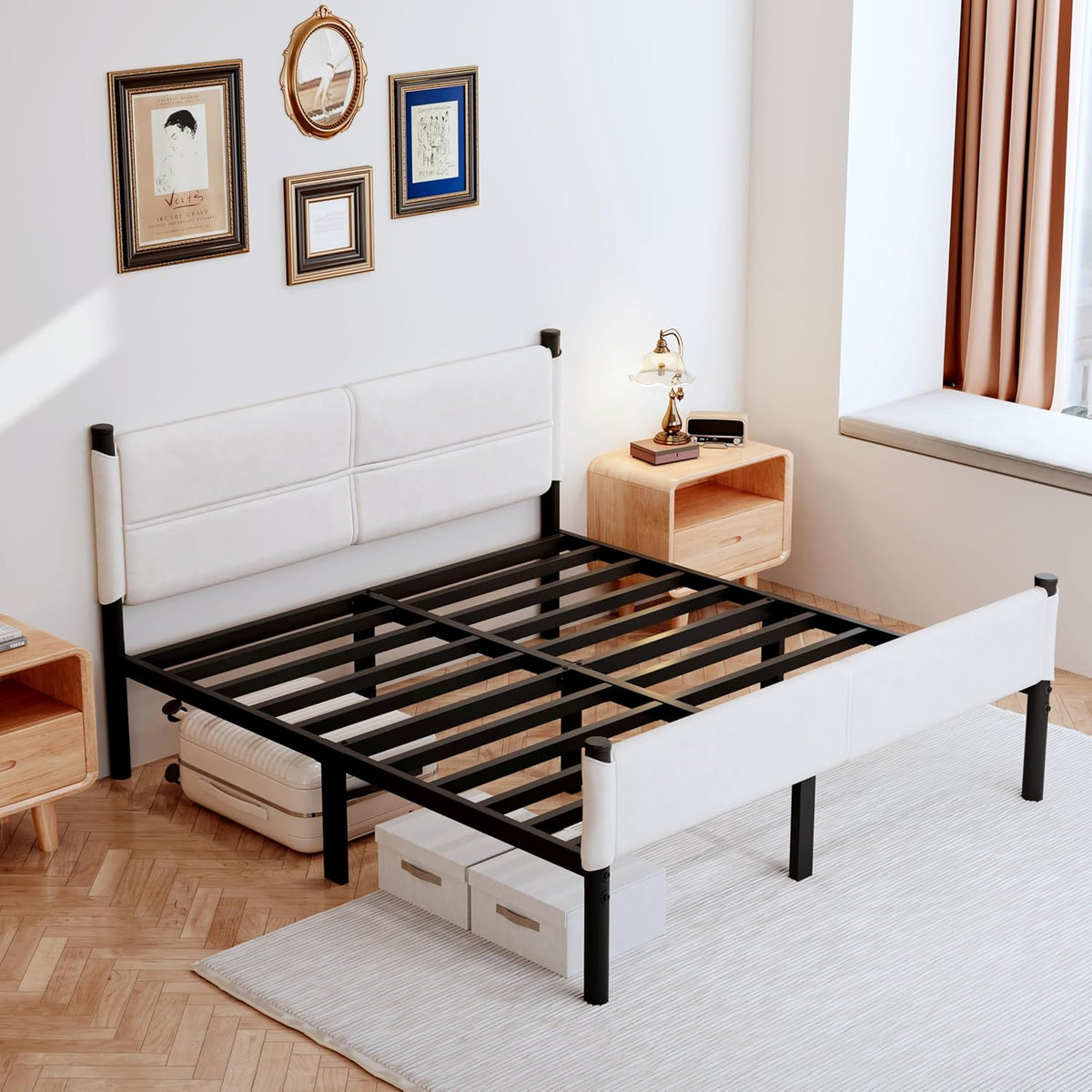 metal bed frame,14inch full size bed frame with on a desk or shelf