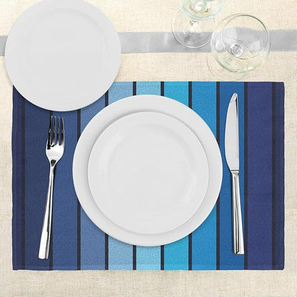 Ambesonne Navy Place Mats Set of 4, Plaques in Marine Tones Border Lines - Image 3