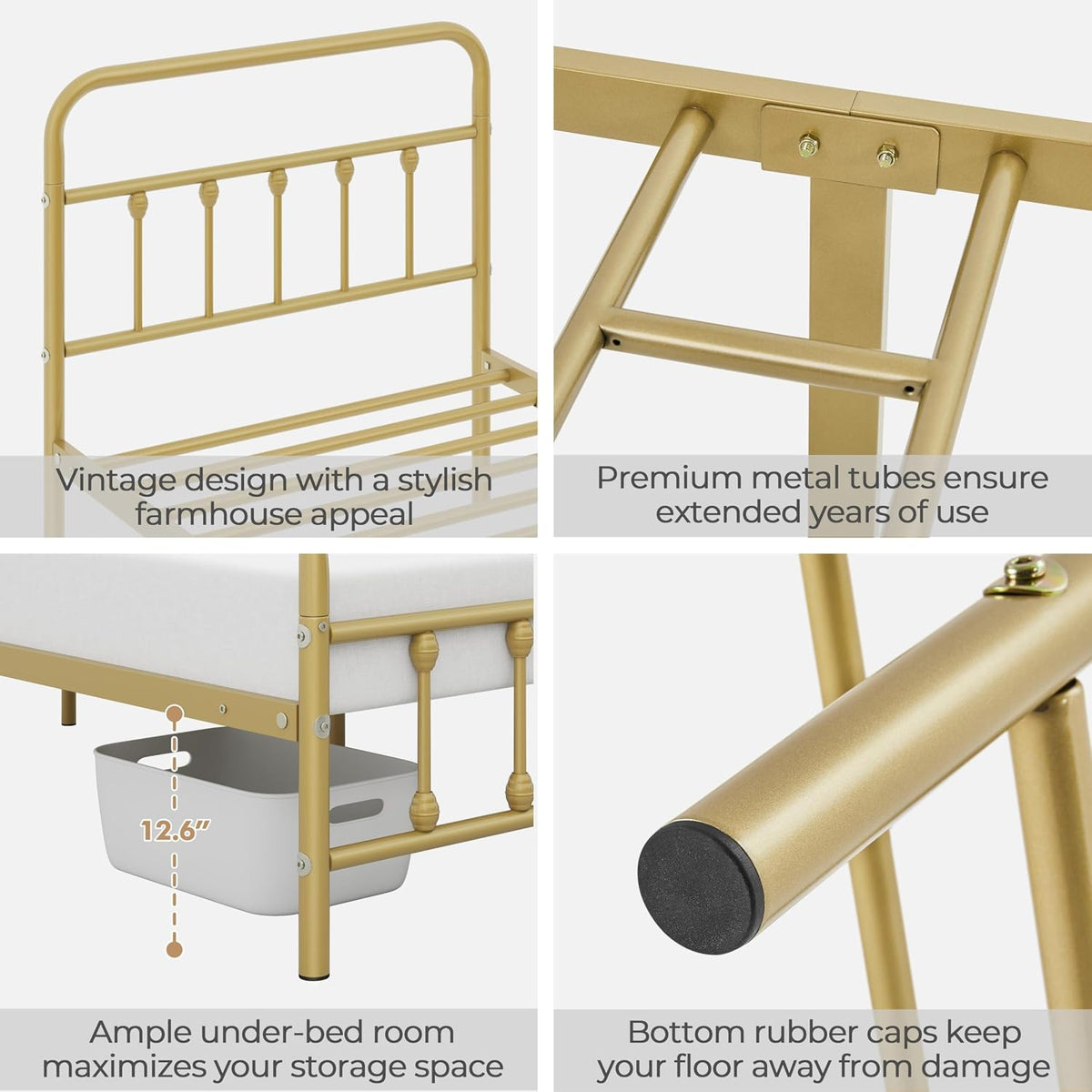 yaheetech 2 pcs twin bed frame with headboard showing dimensions