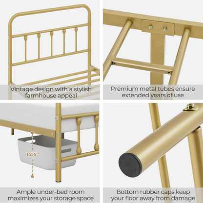 yaheetech 2 pcs twin bed frame with headboard showing dimensions