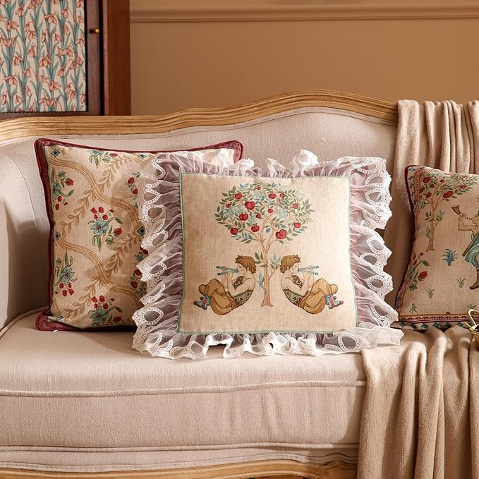 patdrea Designer Pack of 4 Throw Pillow Covers, Farmhouse Vintage Linen - Image 3