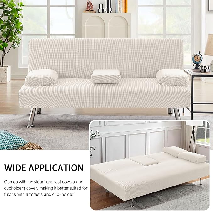 H.VERSAILTEX 4 Pieces Stretch Futon Covers Sofa Bed Slipcover - Image 7