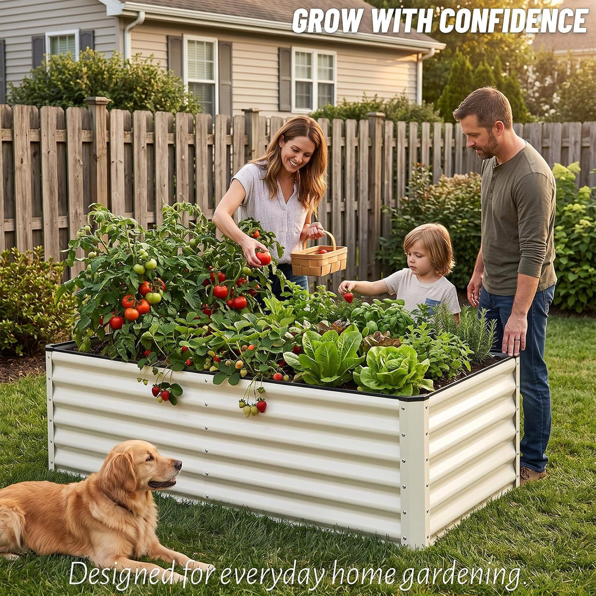 snugniture galvanized raised garden bed 6x3x2ft outdoor large showing dimensions