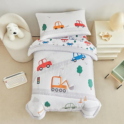 DuShow 4 Pieces Cars Toddler Bedding Set - Image 5