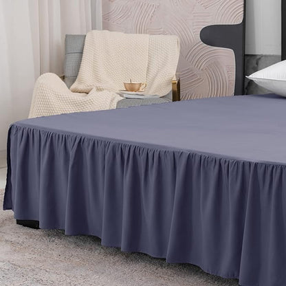 Navy Blue Bed Skirt Twin Size Ruffled Bed Skirt - Image 5