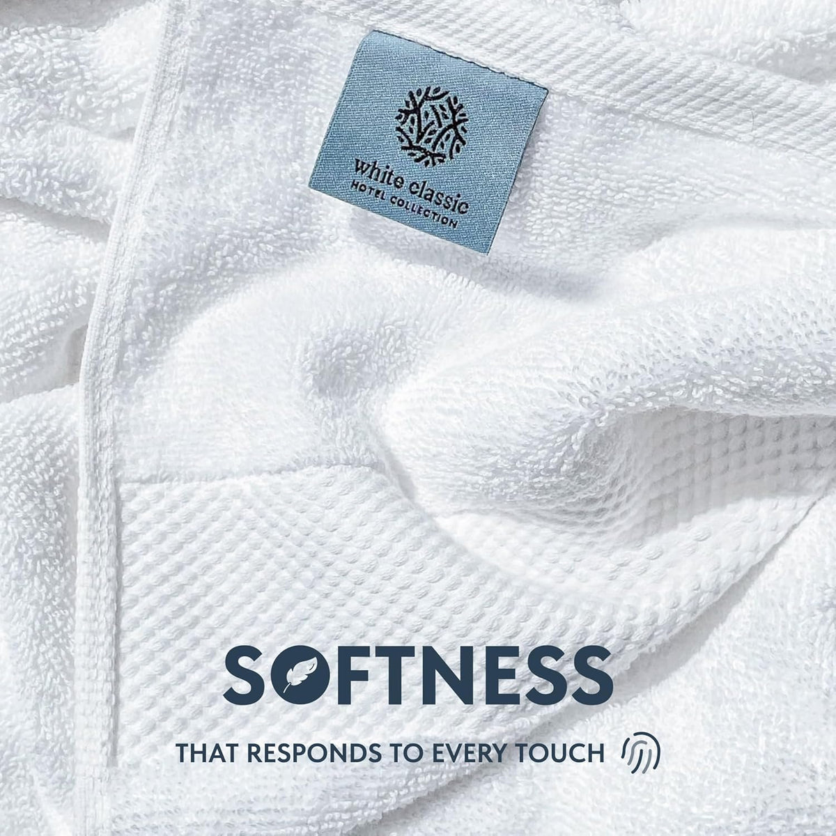 white classic luxury white bath sheets 2 pack, close-up detail
