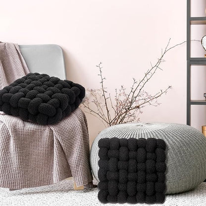 Wenqik 2 Pcs Knot Pillows Square Knotted Plush Throws Soft Accent Pillows - Image 7