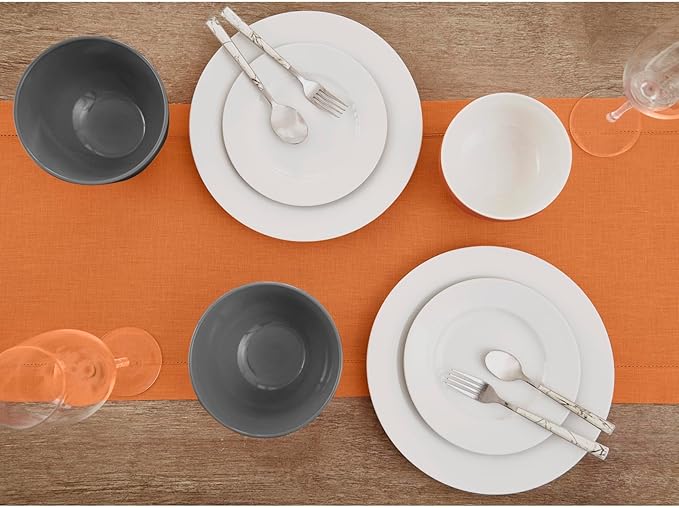 Solino Home Linen Pumpkin Hemstitch Table Runner 36 Inches - Image 3