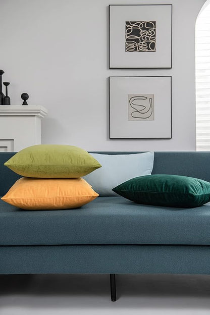 Couch Pillow Cases 24x24 Chartreuse: 2 Pack Cozy Soft Velvet Square Throw - Image 4