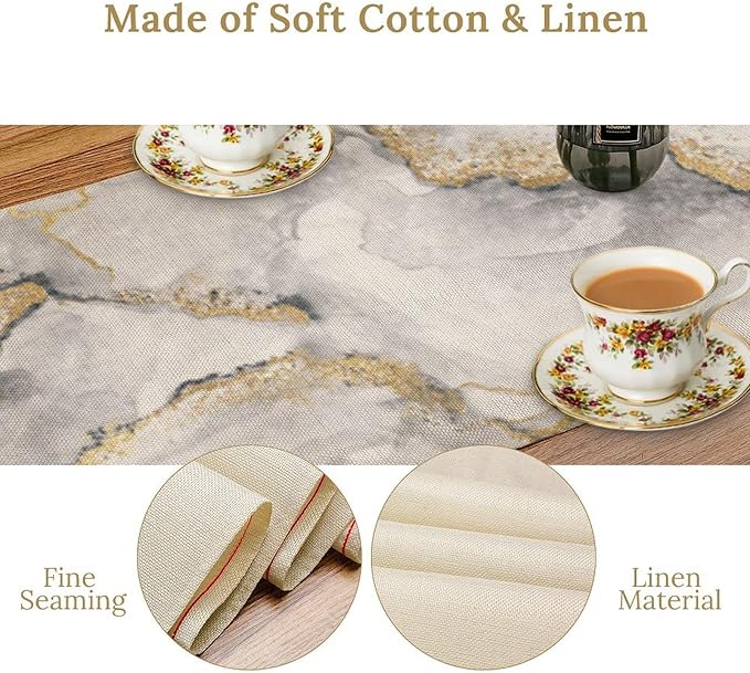 Marble Table Runner Gold Grey Table Dresser Runners Modern Table Coffee Table - Image 5