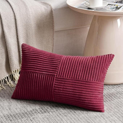 Fancy Homi 2 Packs Burgundy Long Lumbar Decorative Throw Pillow Covers 16x24 - Image 2
