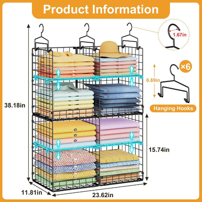 hanging closet organizer with diy spacing, double-row closet, view 9