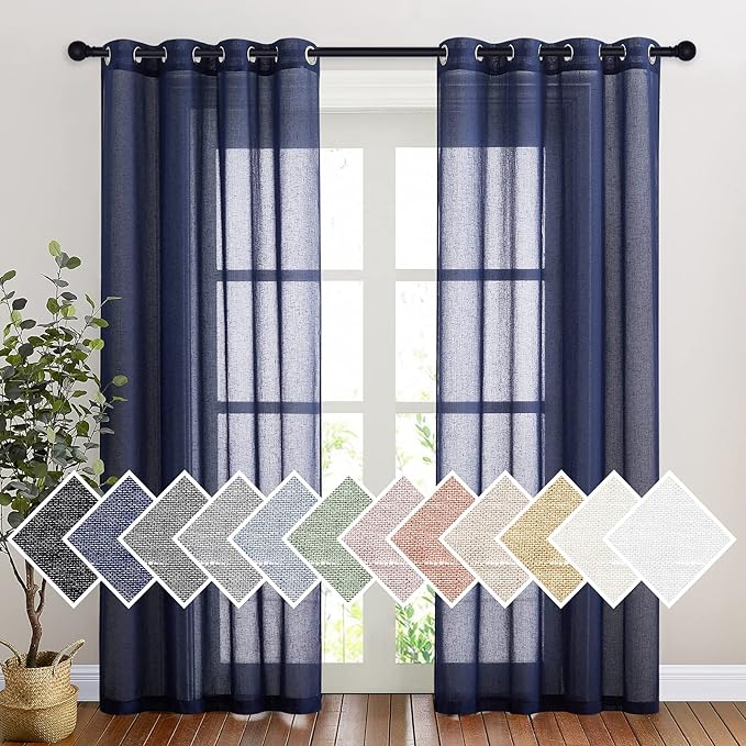 NICETOWN Linen Textured Sheer Bedroom Window Curtains, Grommet Semitransparent by NICETOWN