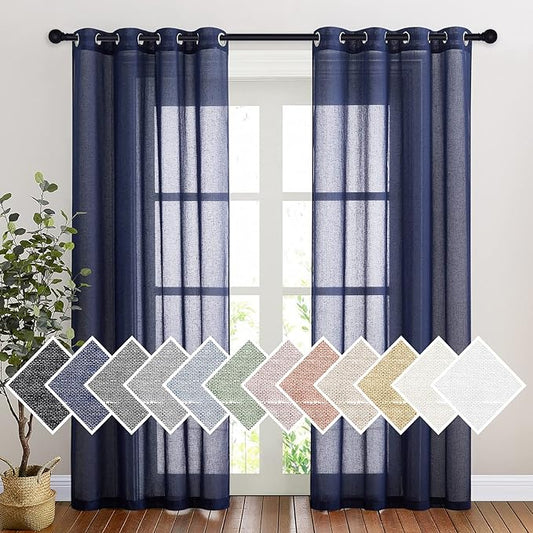NICETOWN Linen Textured Sheer Bedroom Window Curtains, Grommet Semitransparent by NICETOWN