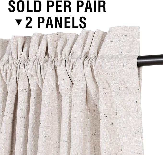 H.VERSAILTEX Linen Look 100% Blackout Curtains 63 Inches Long - Image 3