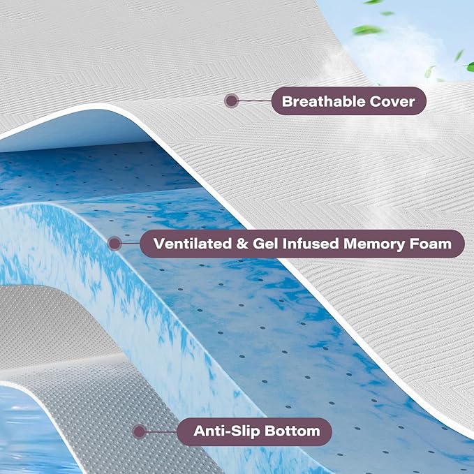 2 Inch Memory Foam Mattress Topper Twin Size - Image 2
