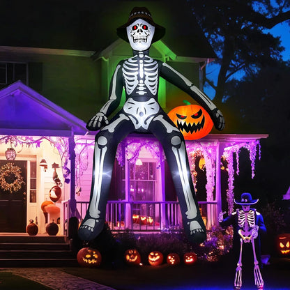 10 ft Inflatable Skeleton Halloween Decor Outdoor, Blow Ups Giant Skeleton