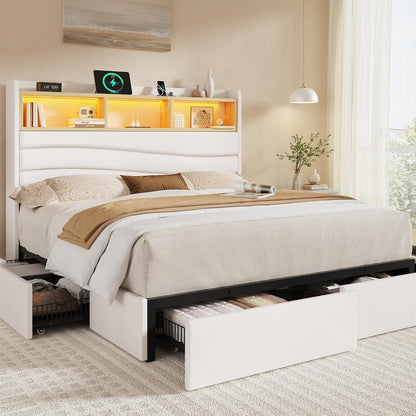 breltam queen size bed frame with 6 storage, main product view