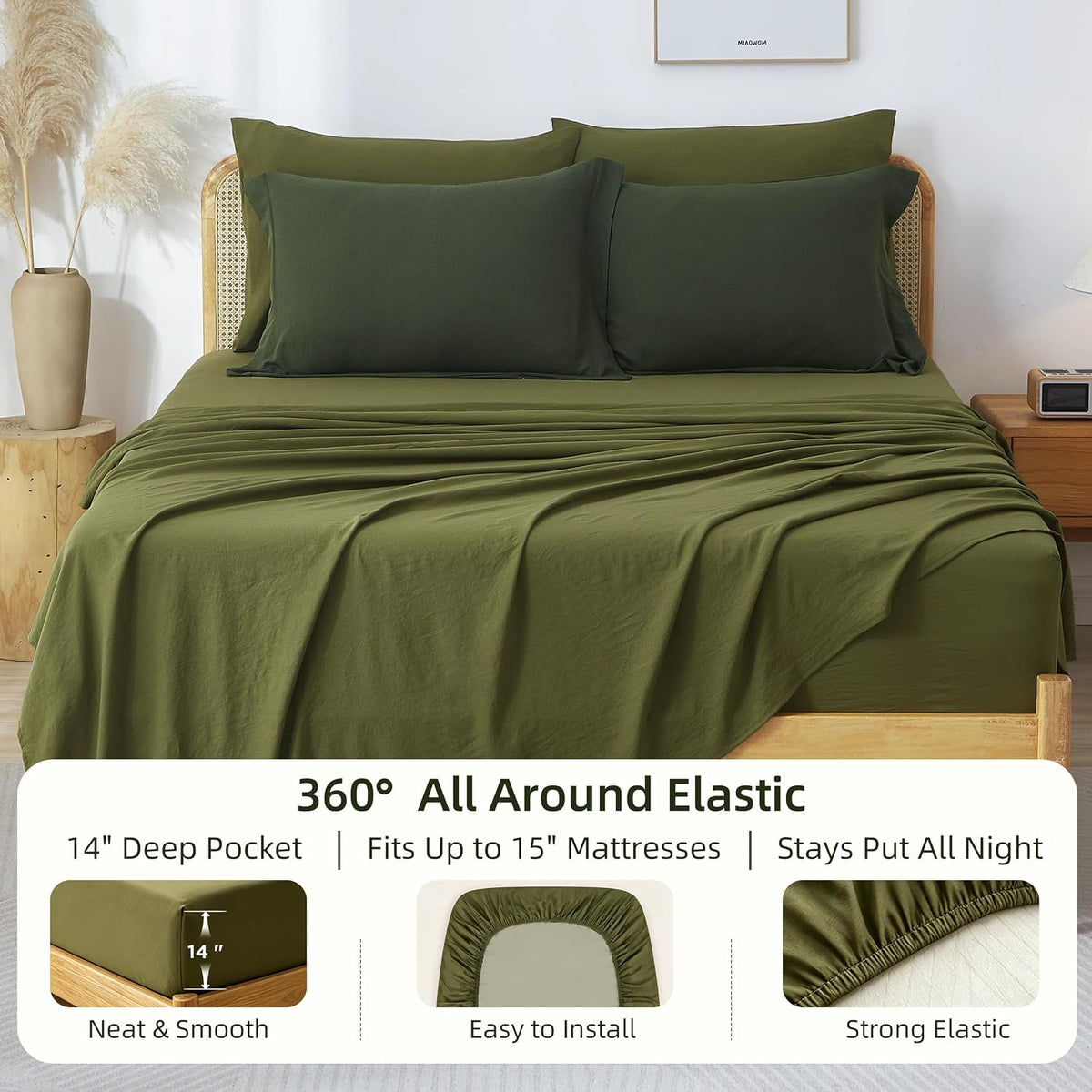 full size comforter set-7 pieces soft dark green on a desk or shelf