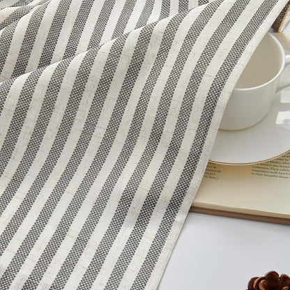 jinchan Striped Linen Kitchen Curtains 45 Inches Tier Curtains Farmhouse Modern - Image 9