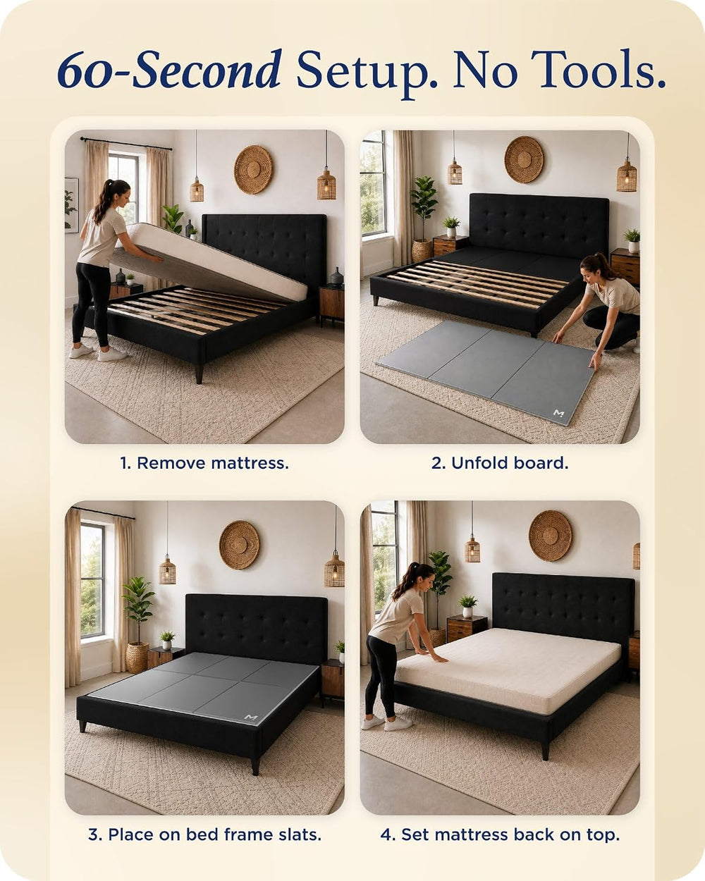 Meliusly Original Bunkie Board Full Size (54x75) - Under Bed Support
