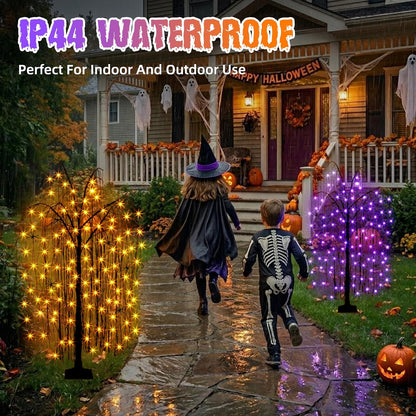 EAMBRITE Halloween Tree 4 FT Lighted Black Spooky Willow Tree Outdoor