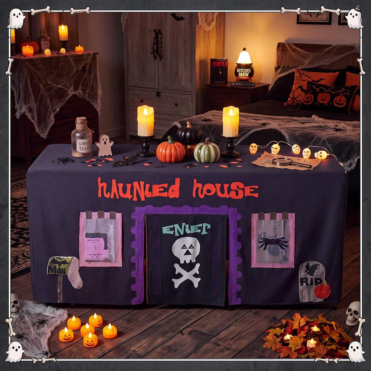 Oudain Large Halloween Haunted House Tablecloth 67 x 25.5 x 40 Inch