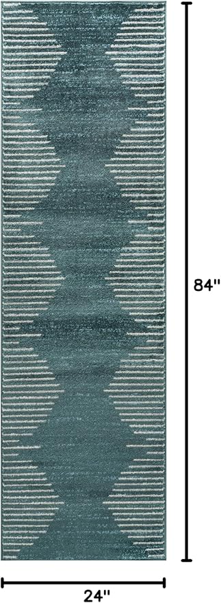 Rugshop Bohemian Stripe Stain Resistant High Traffic Living Room Kitchen - Image 2