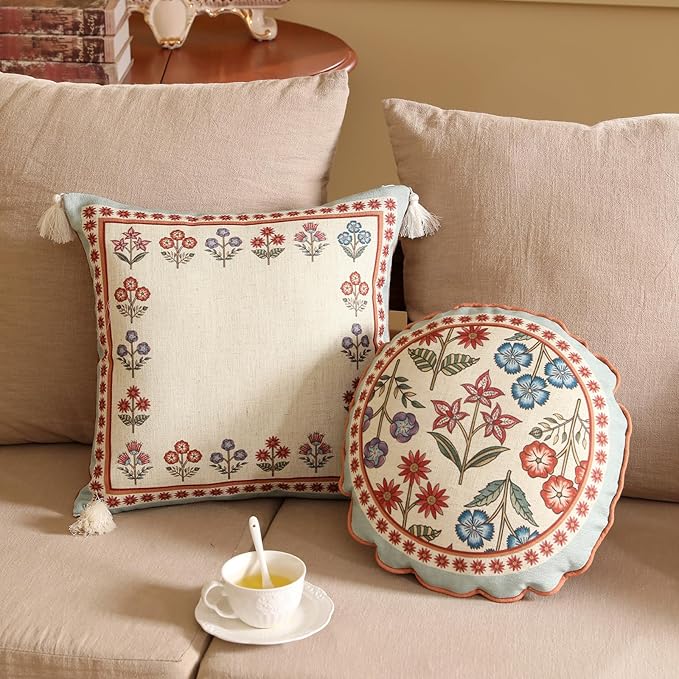Blue Throw Pillow Covers Set of 2, Cottage Rustic Farmhouse - Image 5