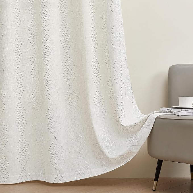 Linen Curtains for Bedroom, Moroccan Beige Light Filtering Curtain 2 Panels - Image 7